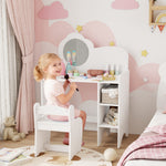 Kids Dressing Table With Mirror, Stool, Vanity Table | White