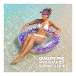 Transparent Inflatable Swim Ring With Faux Feathers | One Size | Purple
