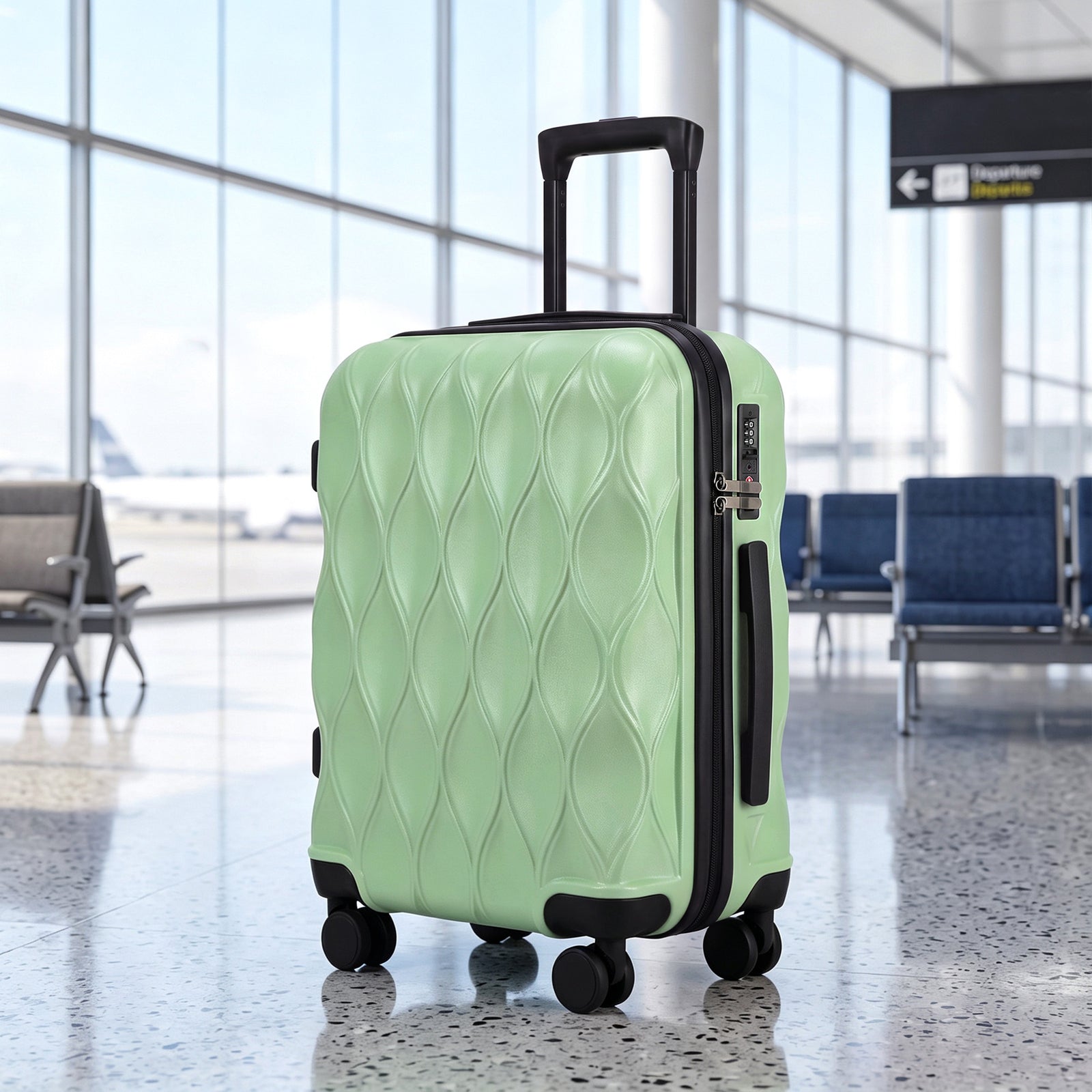 Suitcase, Hard Shell Carry On Luggage With Tsa Lock | 41l | Green