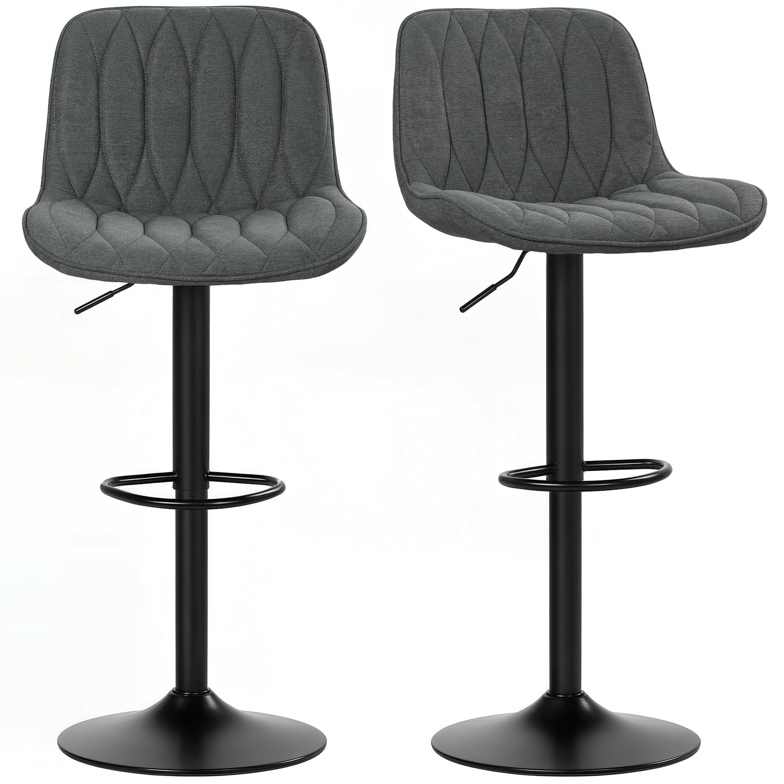 Bar Stools Set Of 2, Modern Armless Bar Chairs | Grey
