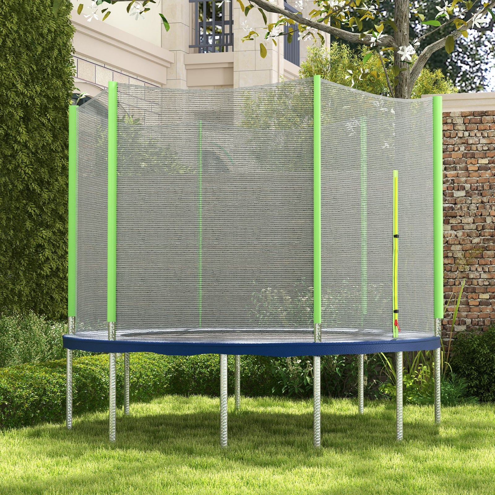 8ft Trampoline Net Replacement Safety Net W/ Zipped Door | Green