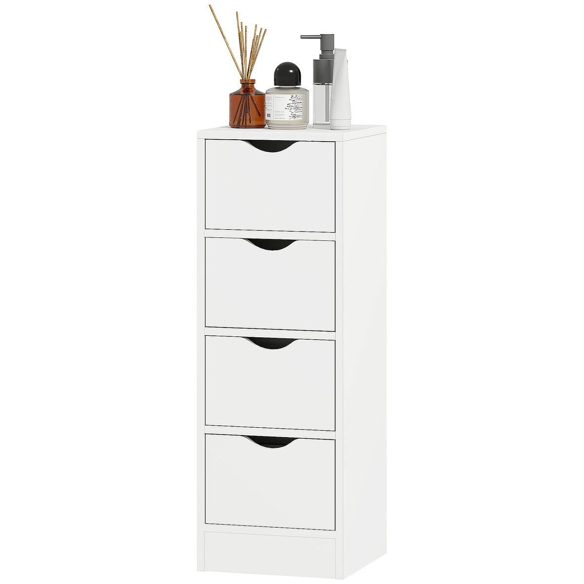 HOMCOM 4-drawer Bathroom Cabinet, Freestanding Narrow Cabinet, White