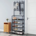 Entryway 5 Tier Shoe Rack With Coat Hanger