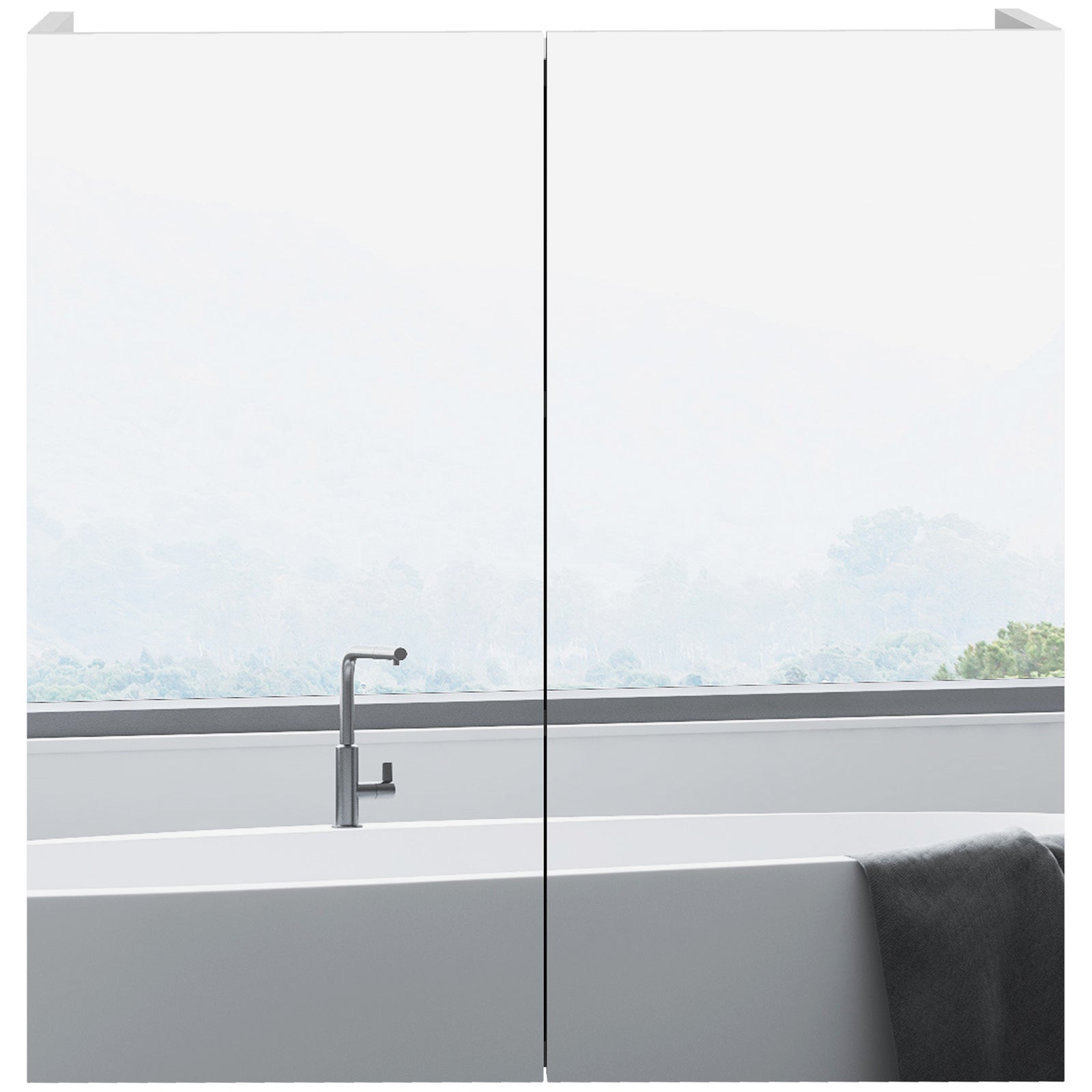 Wall Mounted Bathroom Storage Cupboard With Mirror And Shelf