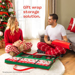 Wrapping Paper Organiser Bag Green With Pocket And Zip Top