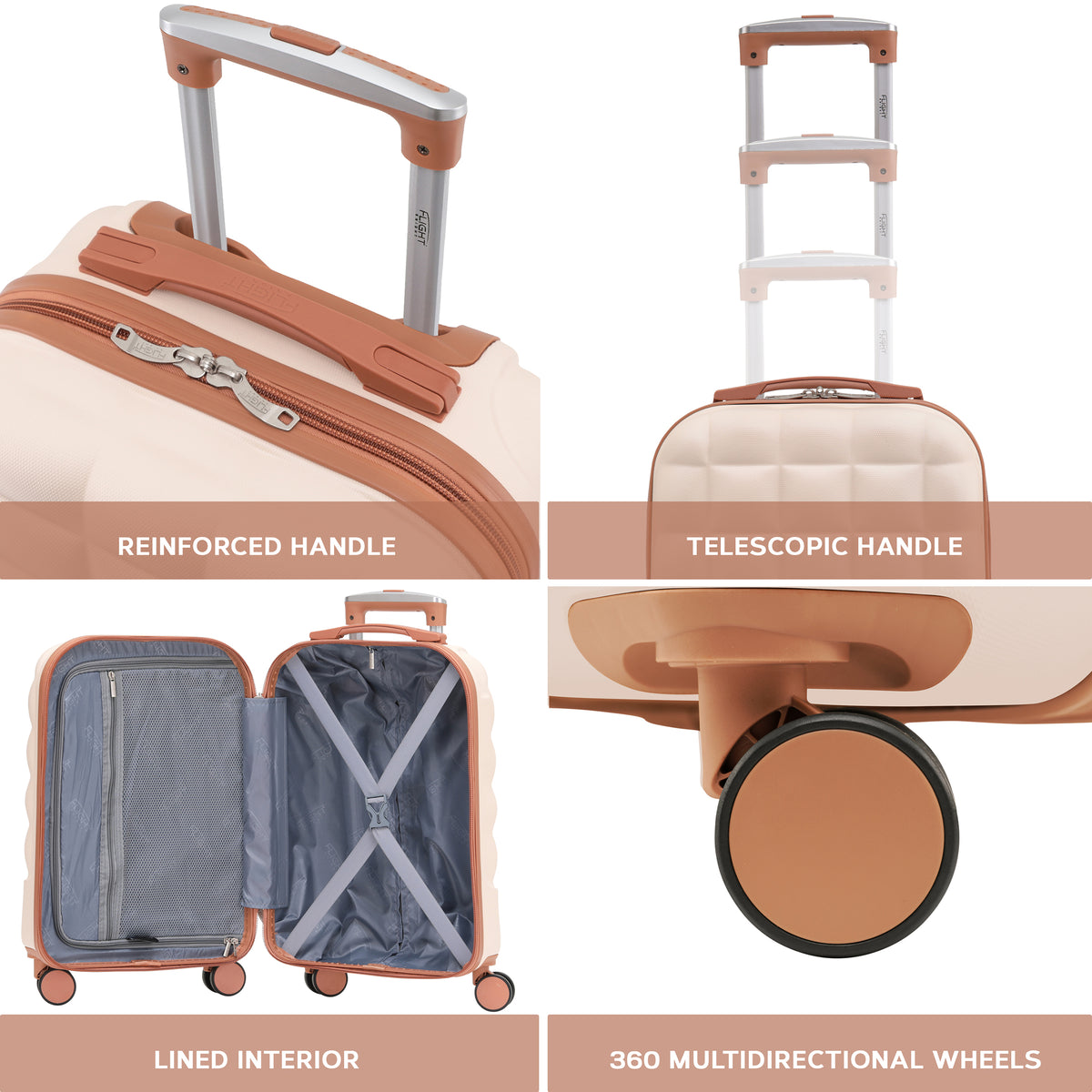 Set Of 3 Hard Case Bubble Design Check-in Size Suitcases Hold Luggage - Overhead Cabin Bag With Medium & Large Check-in 20kg+ Hold Suitcase | Set of 3 | Cream Granite