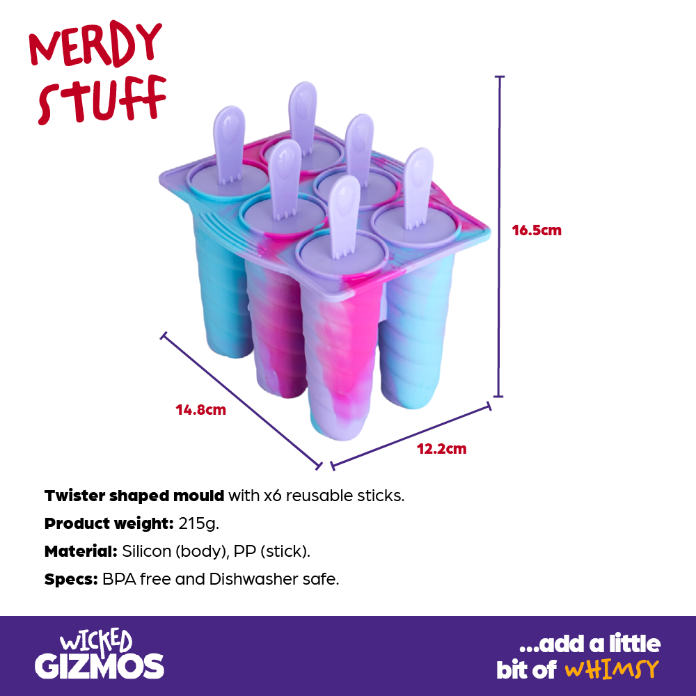 Bpa Free Spiral Ice Pop Mould With 6 Sticks Pink