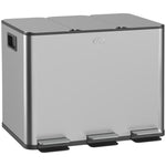 3 X 20l Triple Kitchen Bin Pedal Bin For Recycling And Waste | Silver