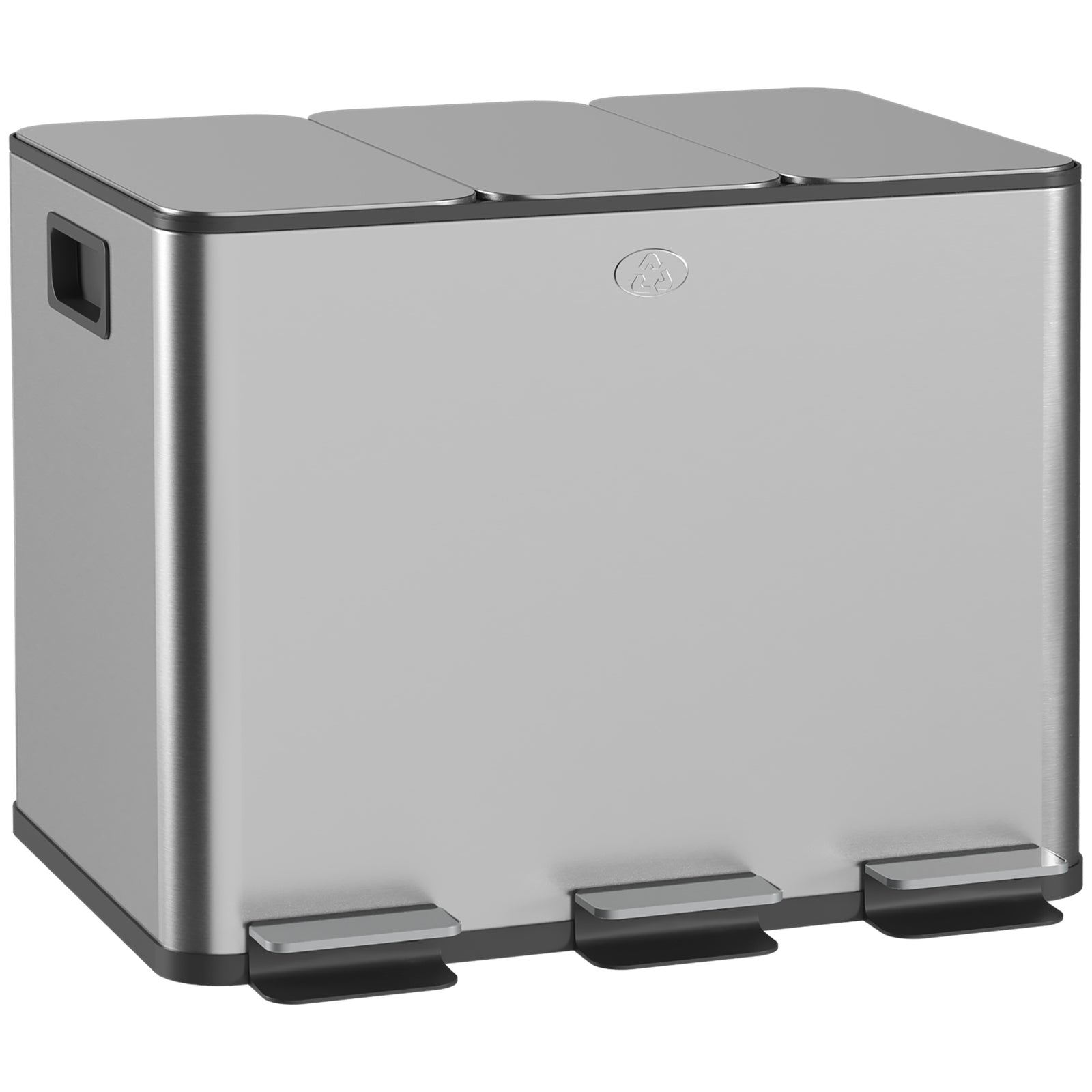 3 X 20l Triple Kitchen Bin Pedal Bin For Recycling And Waste | Silver