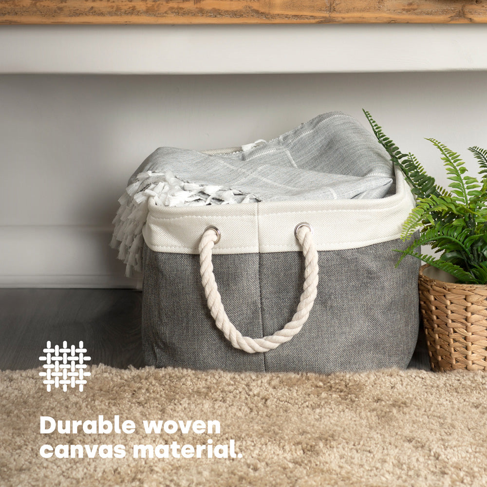 Livivo Large Fabric Storage Baskets With Rope Handles