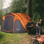 4-5 Person Camping Tent Dome Pop-up Tent  With Windows | Orange