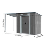 Garden Shed Outdoor Storage Shed With Extended Roof Tool Shed For Lawn Garage Yard Metal Garden Storage | Medium | Dark Grey