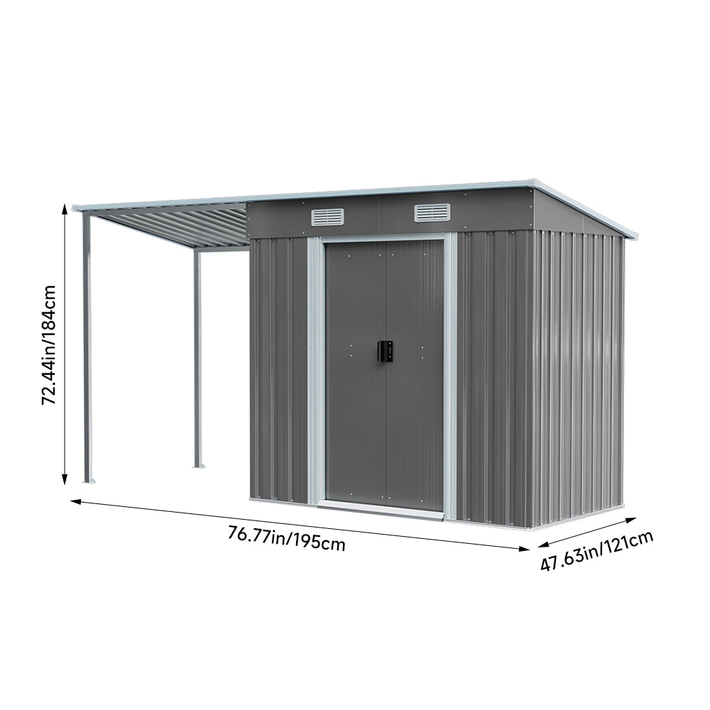 5.5x3.5ft Garden Shed Outdoor Storage Shed With Extended Roof Tool Shed For Lawn Garage Yard Metal Garden Storage