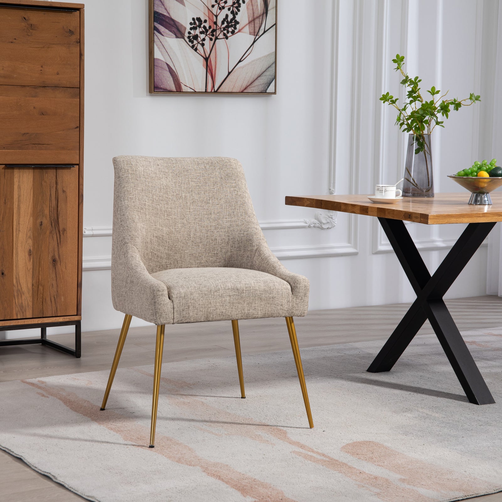 Set Of 2 Lograto Fabric Dining Chairs | Brown