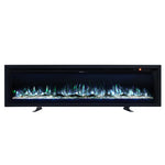 50/60-inch 3-in-1 Electric Fireplace, Wall Mounted / Recessed / Freestanding, Tempered Glass Panel, 12 Flame Colors, 5 Brightness Levels, Timer & Remote Control | Medium | Black