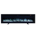 50/60-inch 3-in-1 Electric Fireplace, Wall Mounted / Recessed / Freestanding, Tempered Glass Panel, 12 Flame Colors, 5 Brightness Levels, Timer & Remote Control | Medium | Black