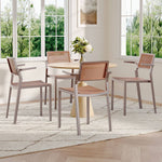 Set Of 4 Pseudo-rattan Pp Dining Chair With Armrest | Grey