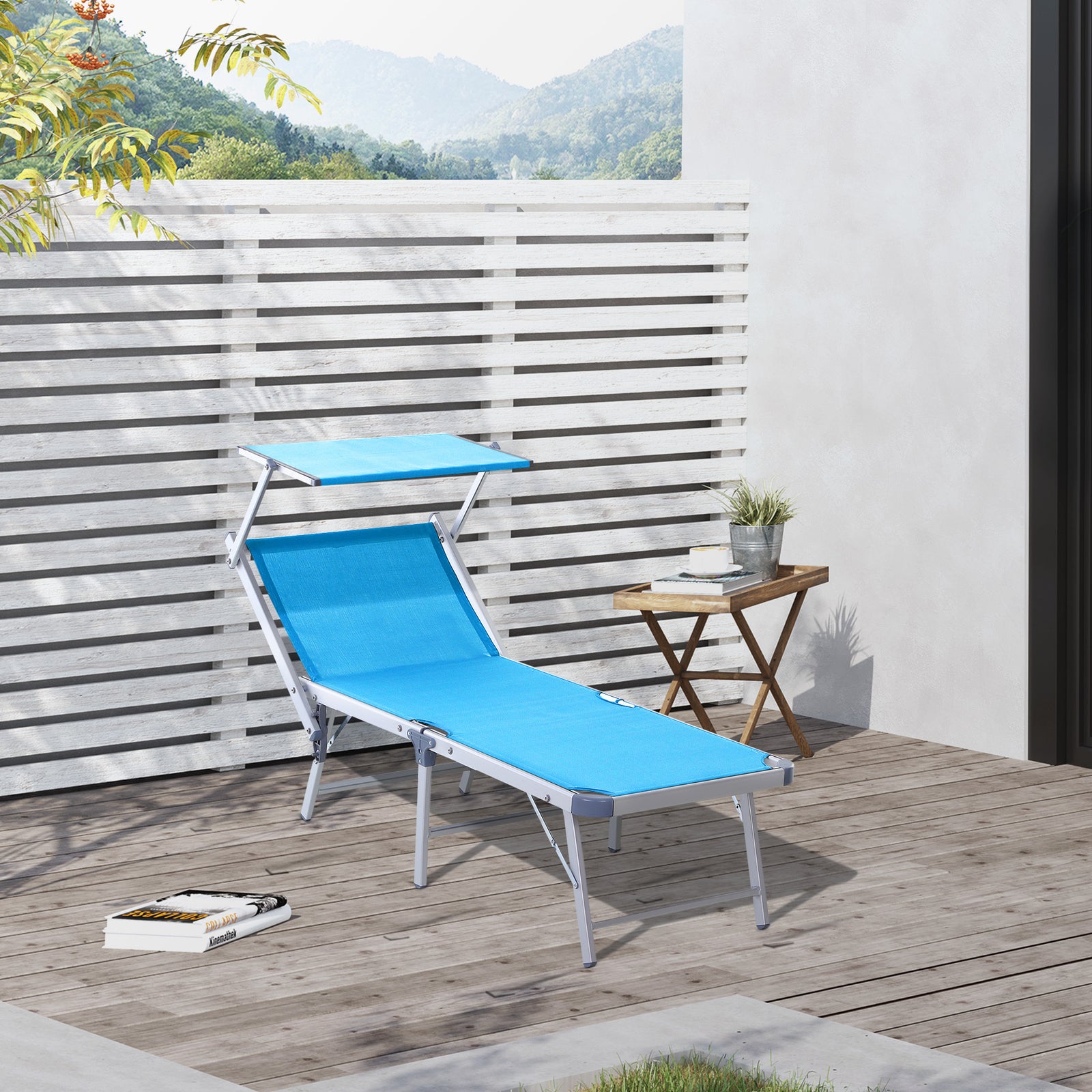 Outsunny Outdoor Aluminium Foldable Sun Lounger  With Sun Roof