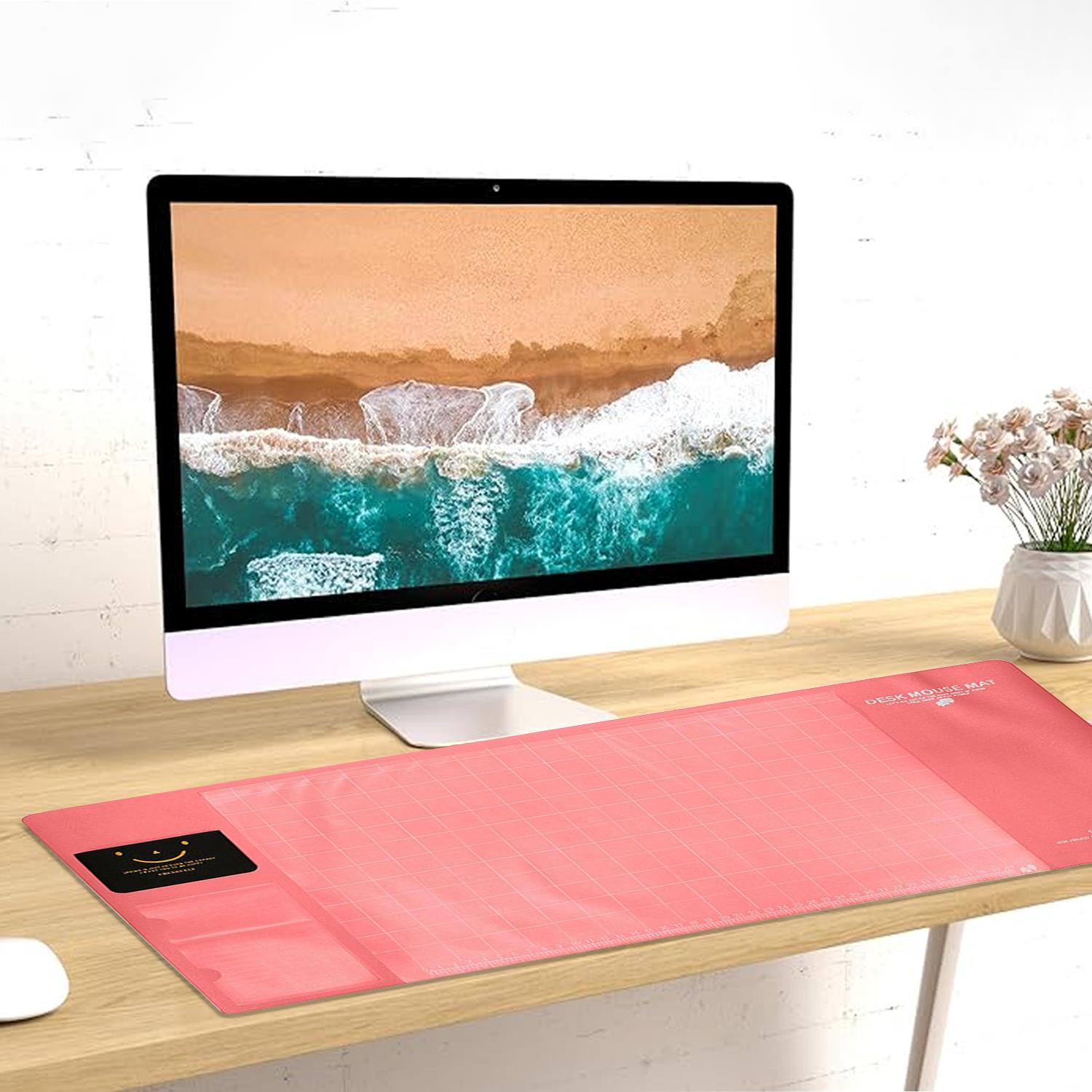 Multifunctional & Eco-friendly Office Desk Mouse Mat Pvc+ds Material | Pink