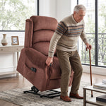 Power Lift Recliner Chair With Vibration And Heat, Wood Grip | Brown