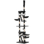 240-260cm Floor To Ceiling Cat Tree With Scratching Posts | White