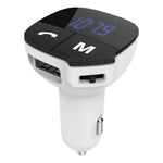 Bluetooth Car Adapter Fm Transmitter Hands-free Calling Car Kit, White