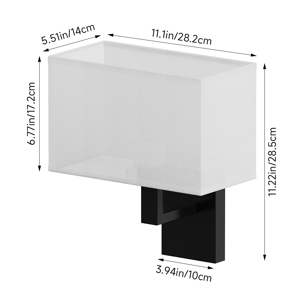 Nordic-inspired Wall Lamp With Black Iron Frame And White Fabric Shade – Elegant Lighting