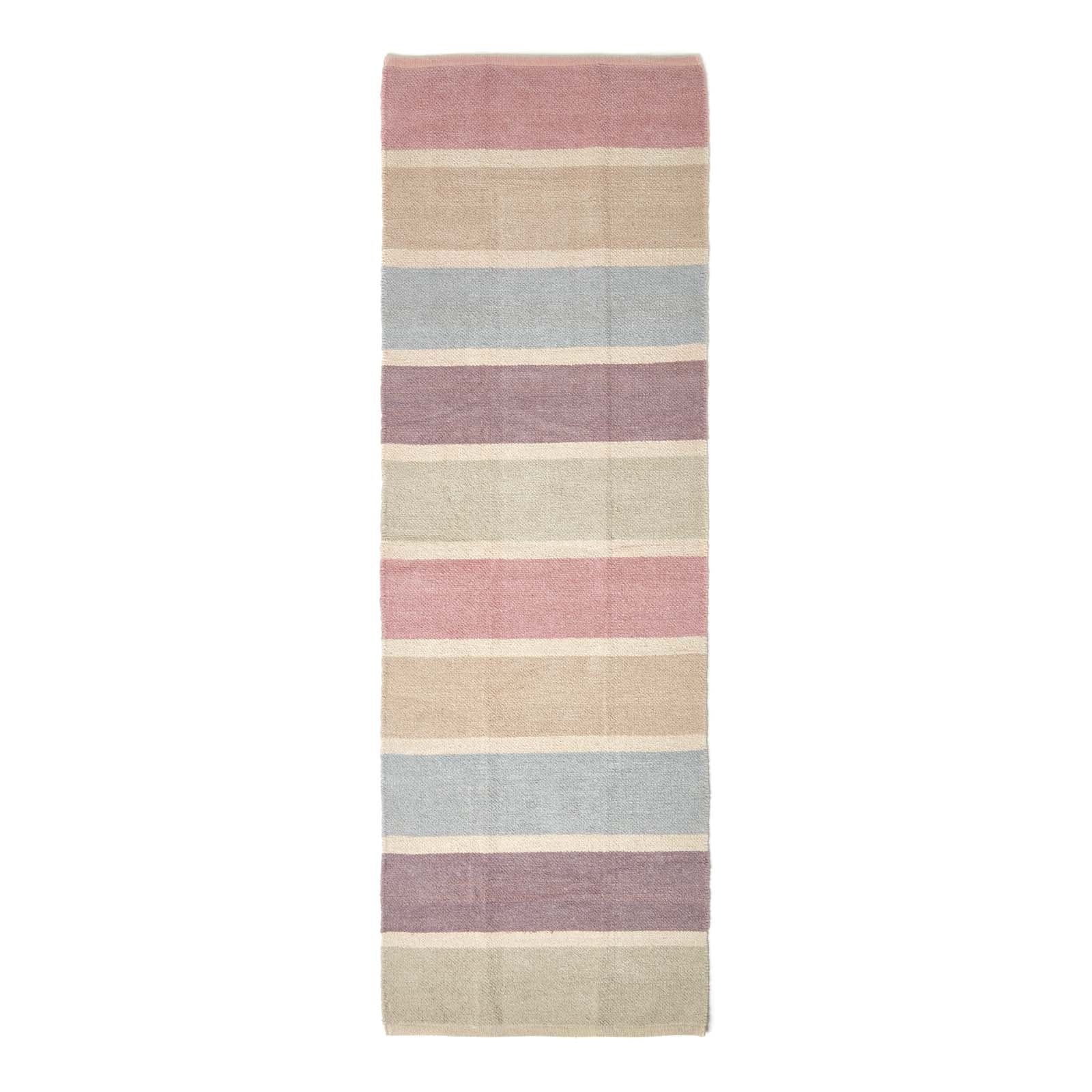 Cotton Chenille Striped Rug | 200cm | Blue & Grey