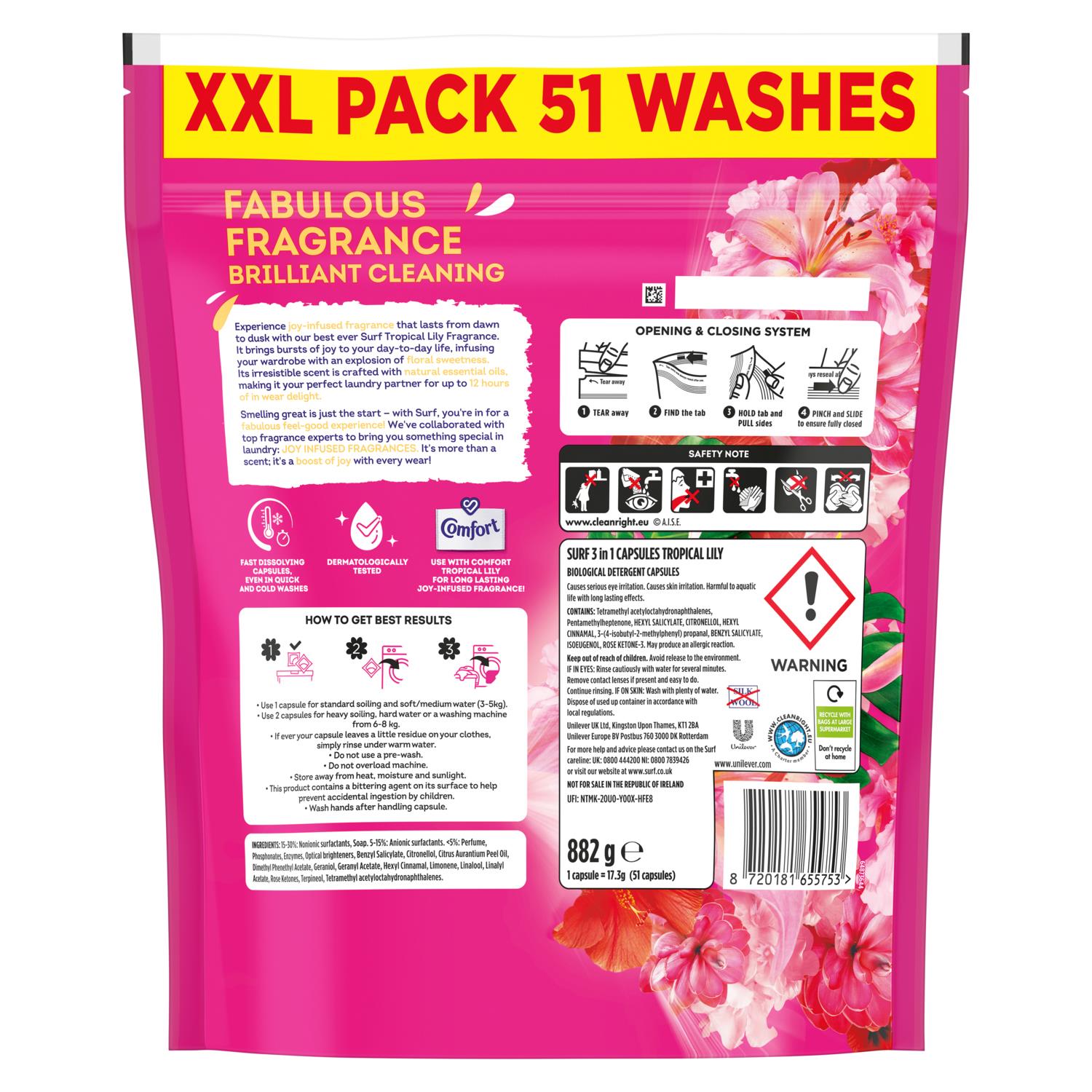 3 In 1 Laundry Washing Detergent Capsules Tropical Lily | 153 Washes