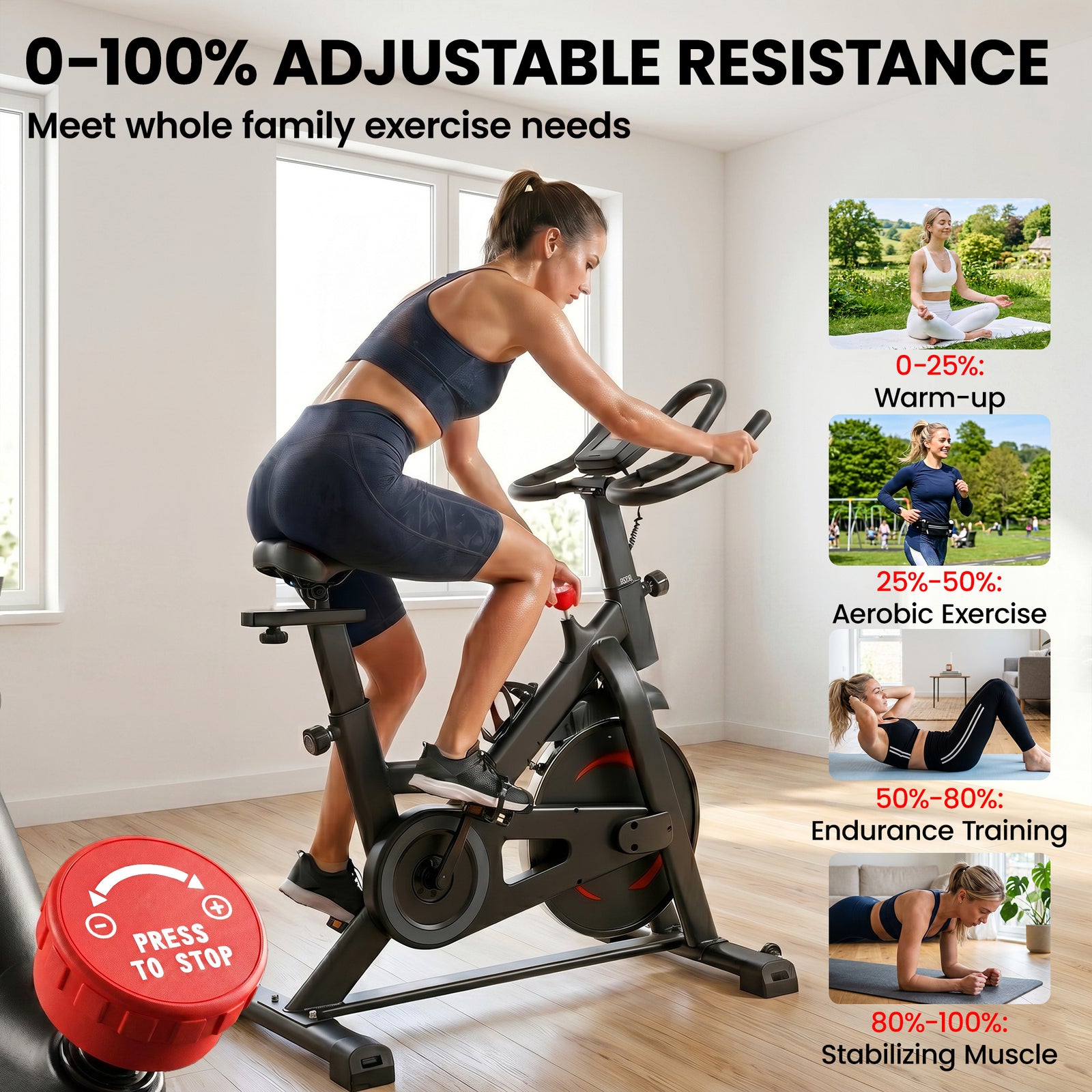 SPORTNOW Exercise Bike For Home With Smart App, 0-100% Magnetic Resistance