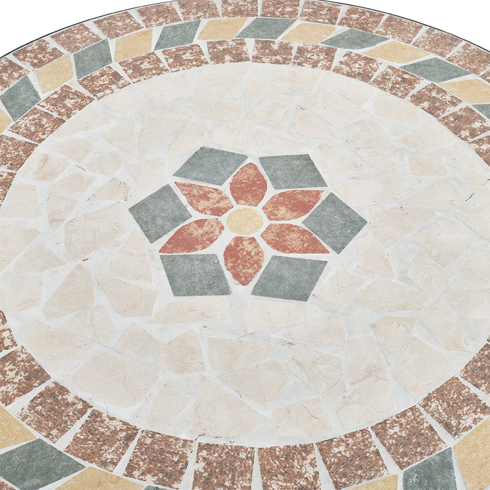 Rural Style Mosaic Round Patio Table - 60cm Dia X 70 Cm H