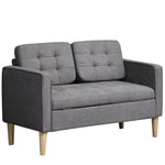 Compact Loveseat 2 Seater Sofa With Storage Wood Legs | One Size | Gray