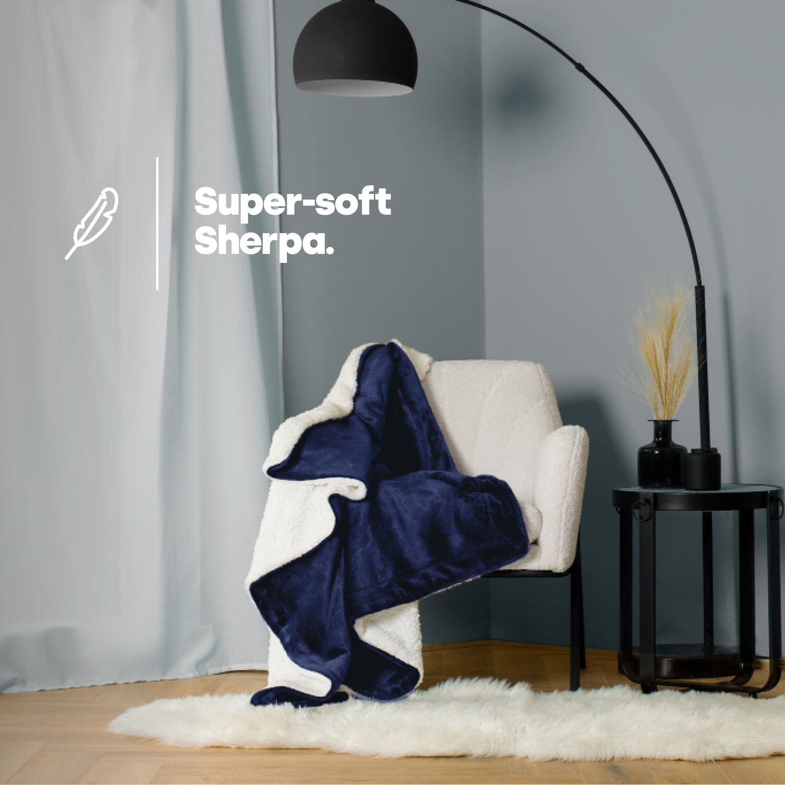 Single Sherpa Fleece Blanket - Midnight