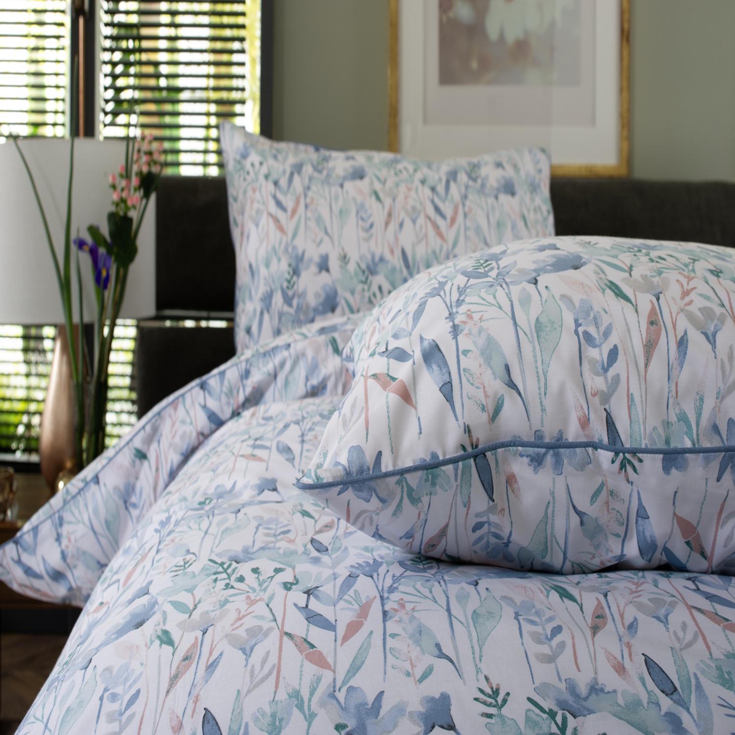 Botanical Garden Digital Print 100% Cotton Duvet Cover Set | King | Blue