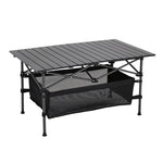Aluminium Roll-top Foldable Camp Table With Mesh Shelf