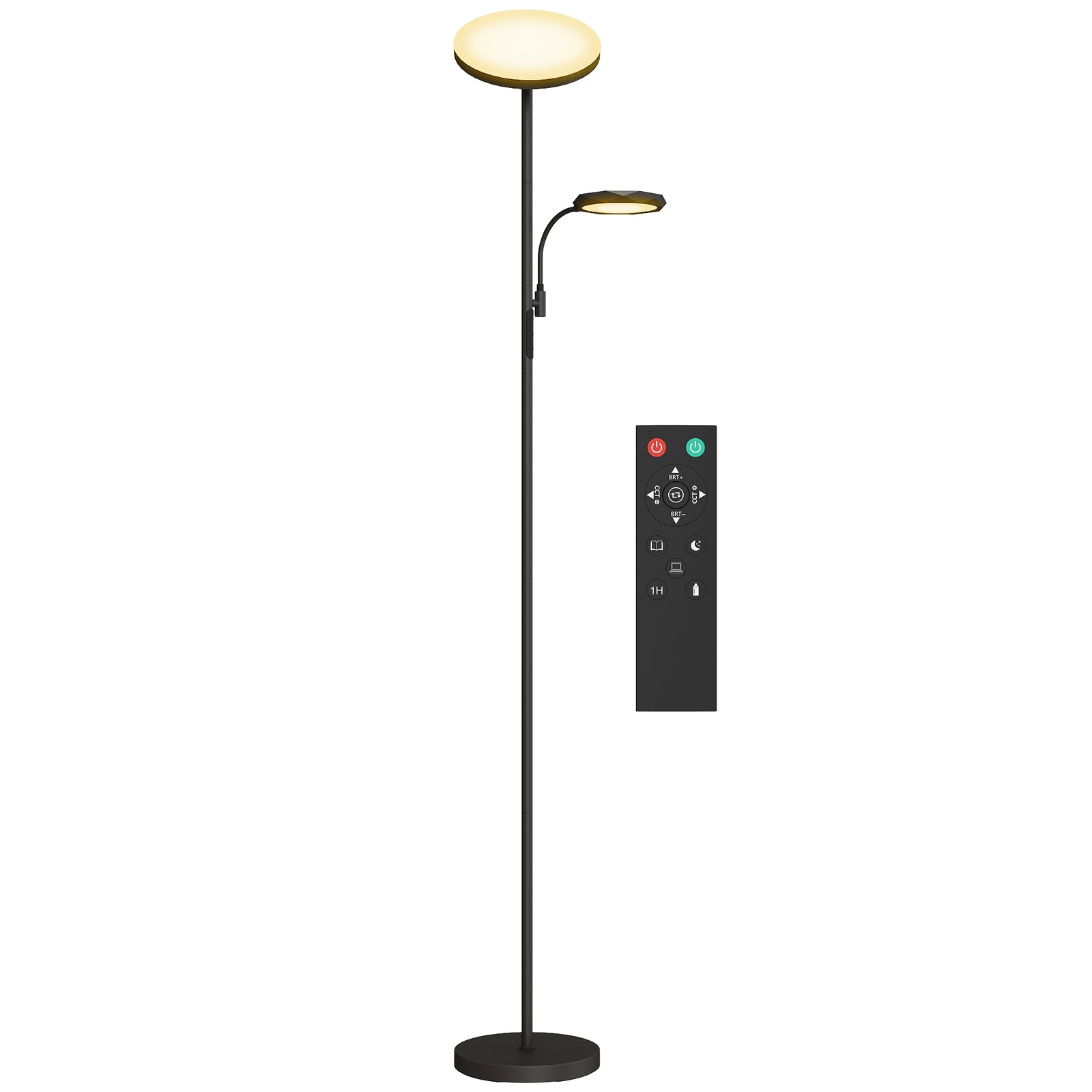 HOMCOM Floor Lamp For Living Room, Standing Lamp With 4 Scene Modes, Black