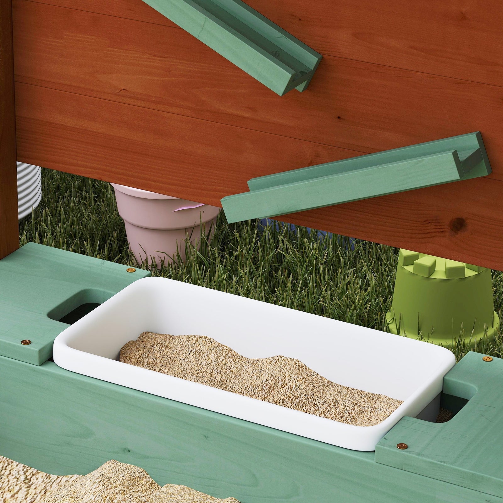 Wood Sandpit, Kids Sandbox With Canopy, For 3-6 Years, 116 X 112.5 X 128 Cm