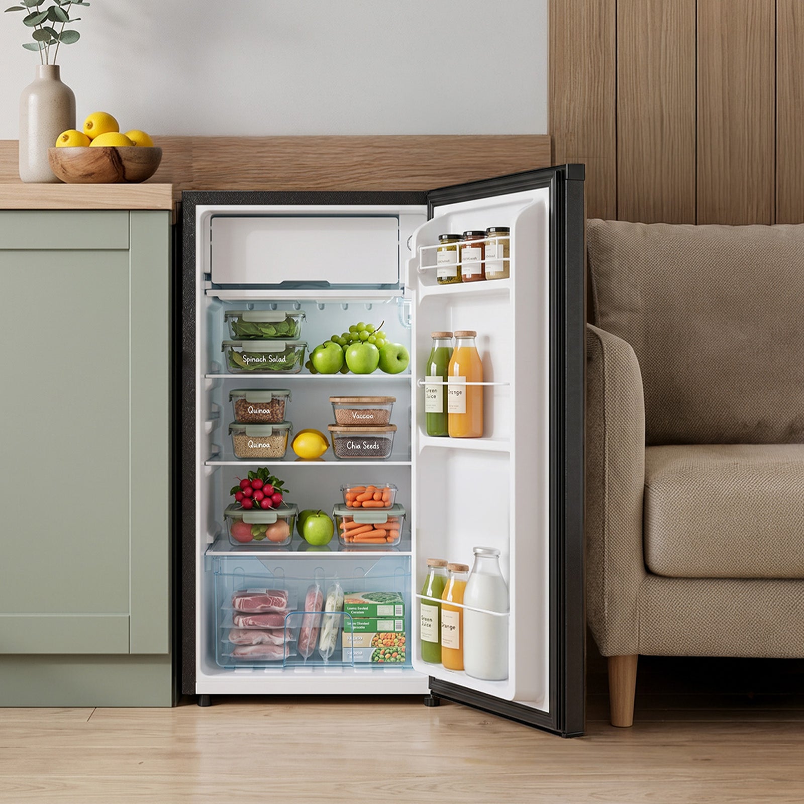 Single Door Fridge With 9l Freezer Compartment | 106l | Black