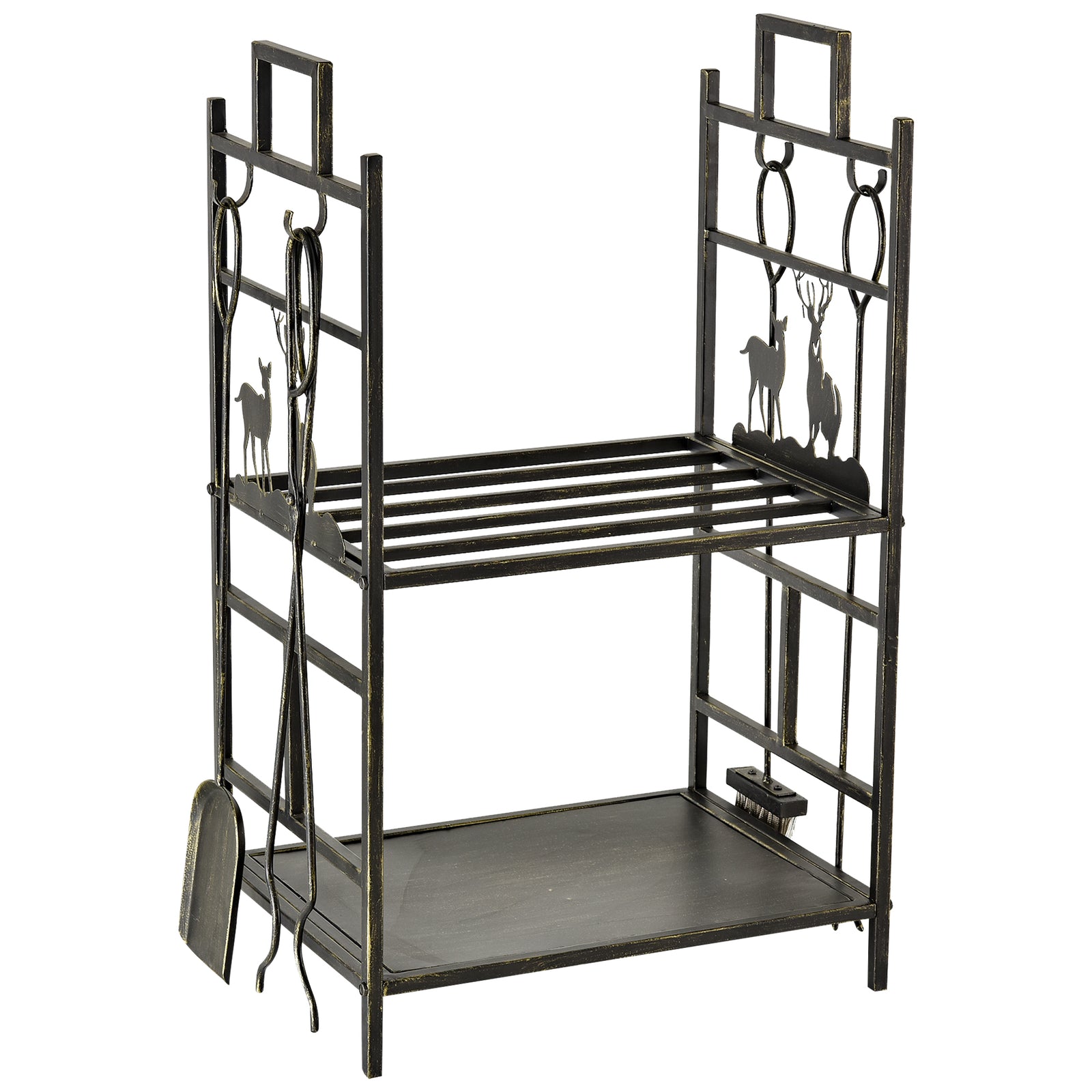 77cm Wrought Iron Firewood Holder W/ 4 Tools