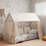 House-shaped Kids Bed Frame With Guard Rails For Boys Girls | Grey