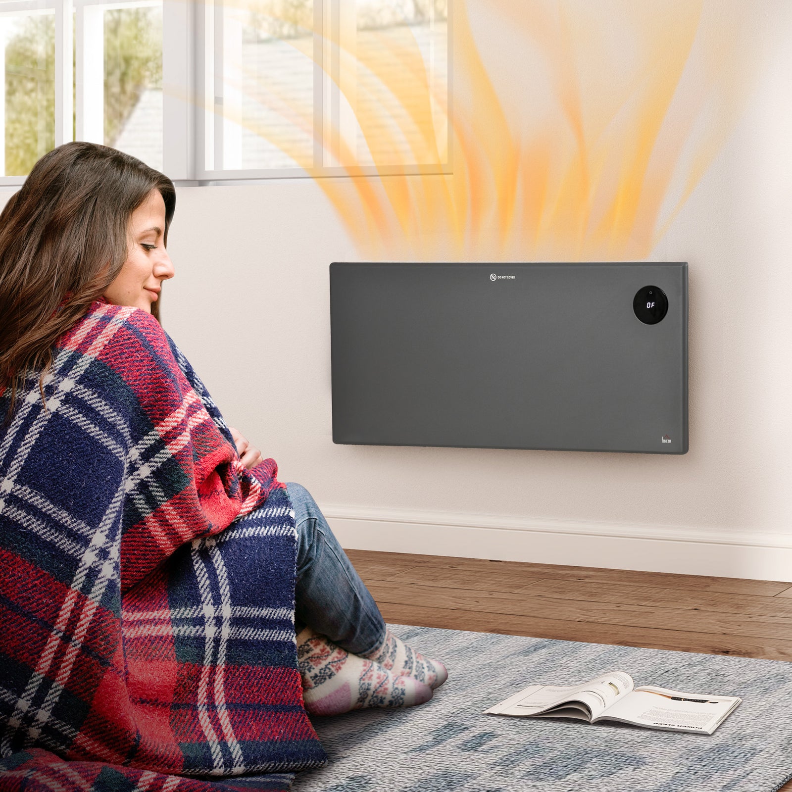 2000w Electric Convector Heater Quiet With Led Display | One Size | Gray