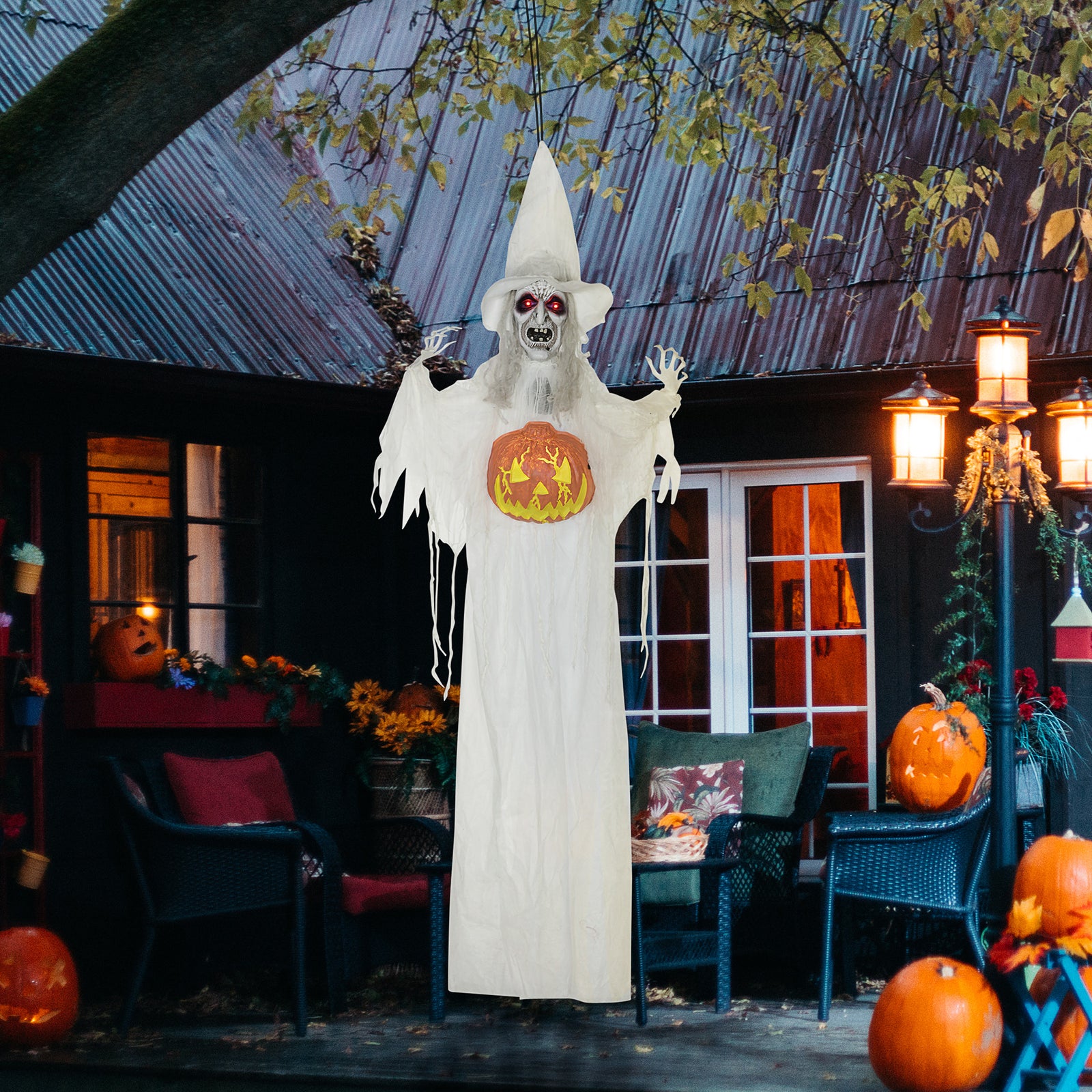 Hanging Witch Prop Life Size With Sound And Motion Activated