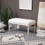 End Of Bed Bench, Tufted Upholstered Foot Stool | Medium | Cream