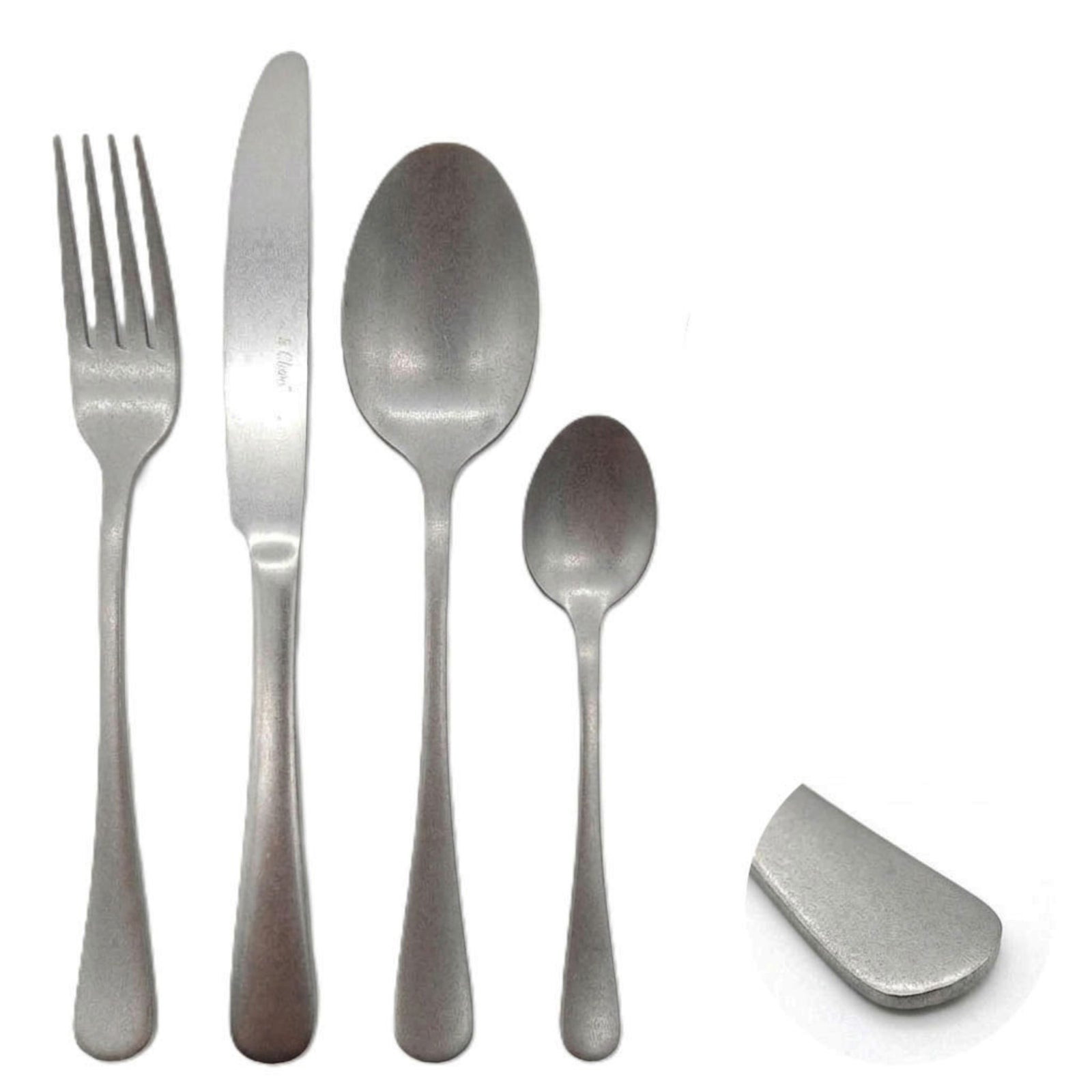 Cutlery Set Stainless Steel Anydate Stonewash | Set of 16 | Silver