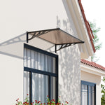 1.2-2.7m Flat Angle Outdoor Door Window Awning Canopy - Transparent Brown Sun & Rain Protection | Small | Brown
