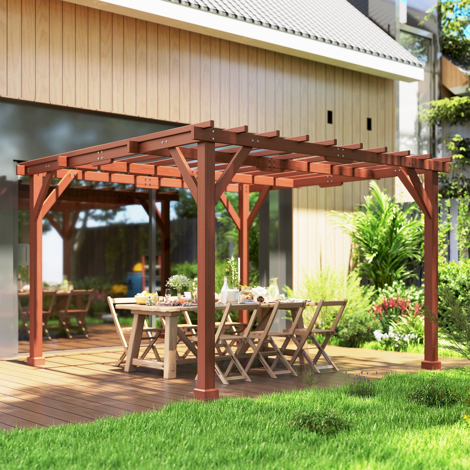 3.3x3.3m Wooden Pergola Kit