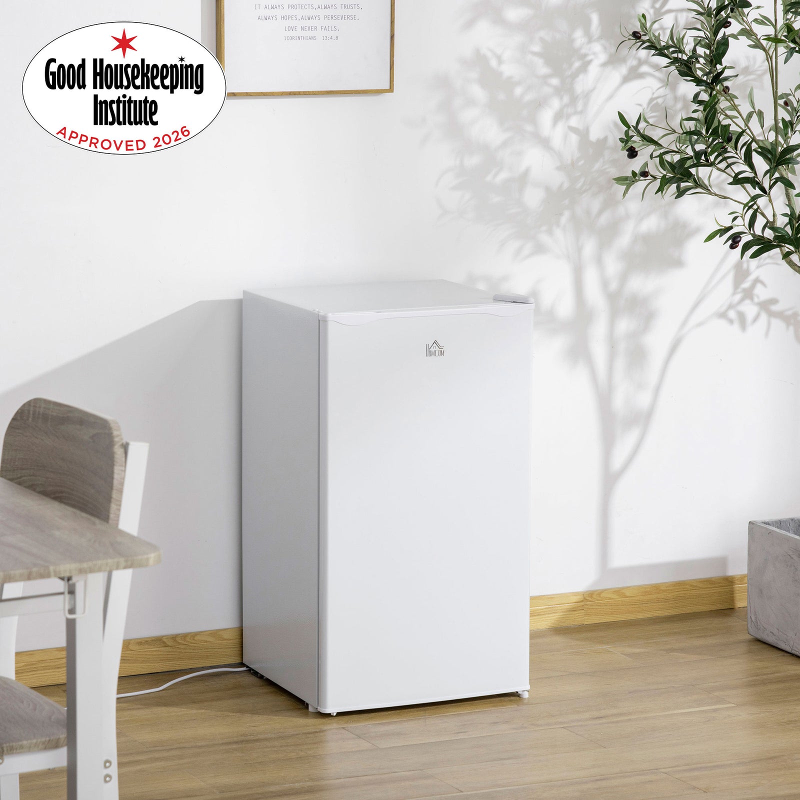 91l Freestanding Under Counter Fridge With Reversible Door | One Size | White