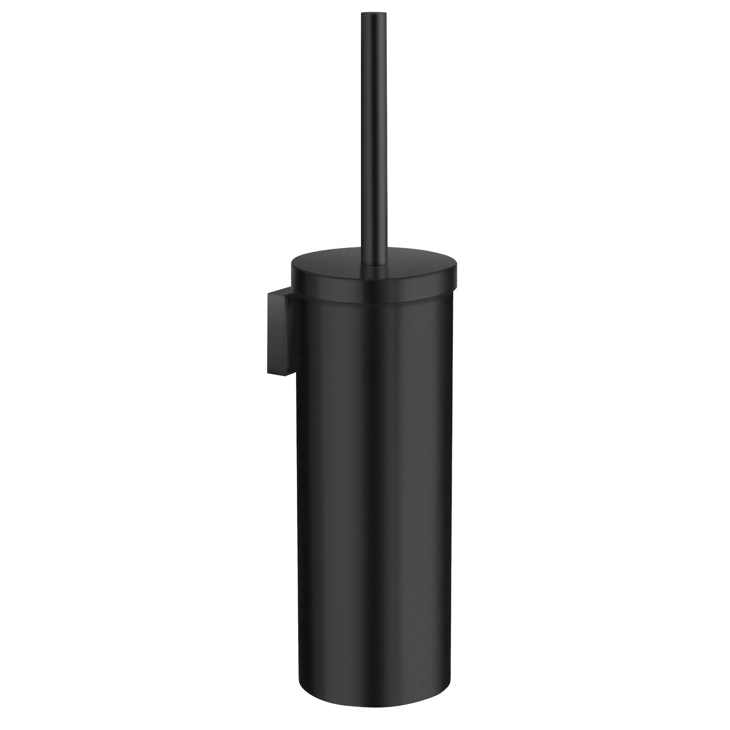 Toilet Brush And Container With Square Wall Mount Plate | Black