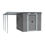 Heavy Duty Outdoor Metal Storage Shed With Log Rack Weather-resistant Garden Tool & Firewood Organizer