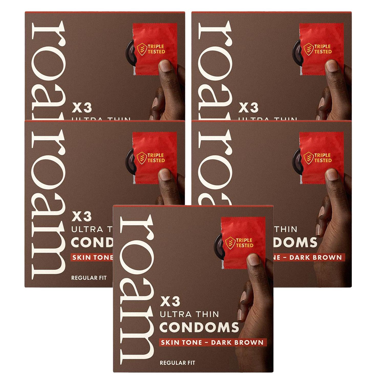 15x Darkbrown Condom For Safer Sex & Contraception Regular Fit(3x5 Pk)
